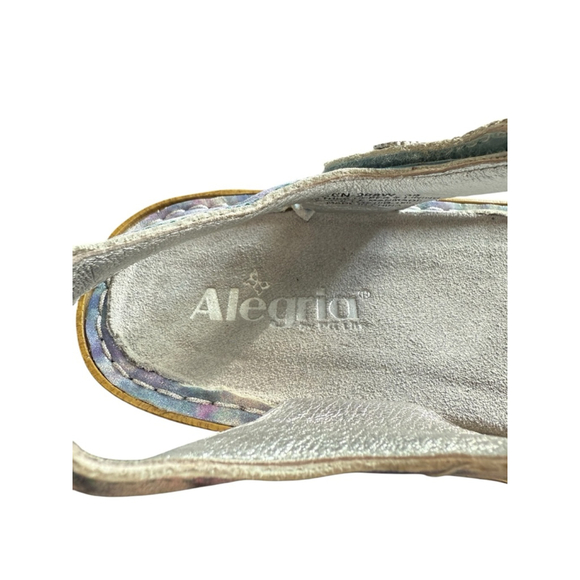 Alegria Kendra Leather T Strap Sandals Blue Pattern Size 8-8.5 - Picture 7 of 8